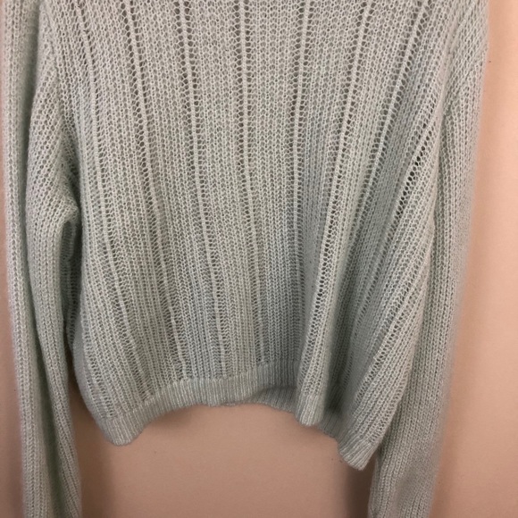 ASOS Sweater Womens 10 Green Open Knit Pullover Ruffles Lightweight - Picture 7 of 10